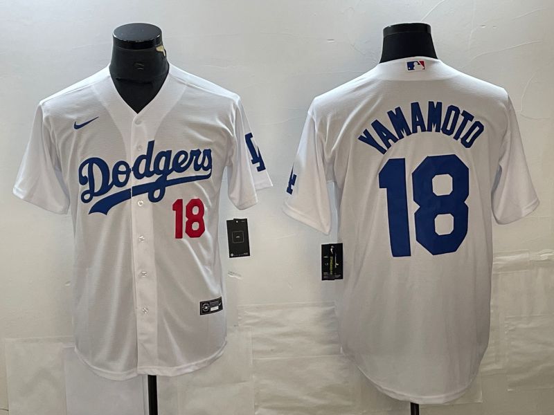 Men Los Angeles Dodgers 18 Yamamoto White Nike Game MLB Jersey style 6